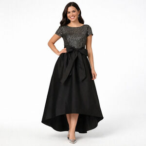 Adrianna Papell Formal Evening Dress Size 10 Black Wedding Guest Cocktail Party